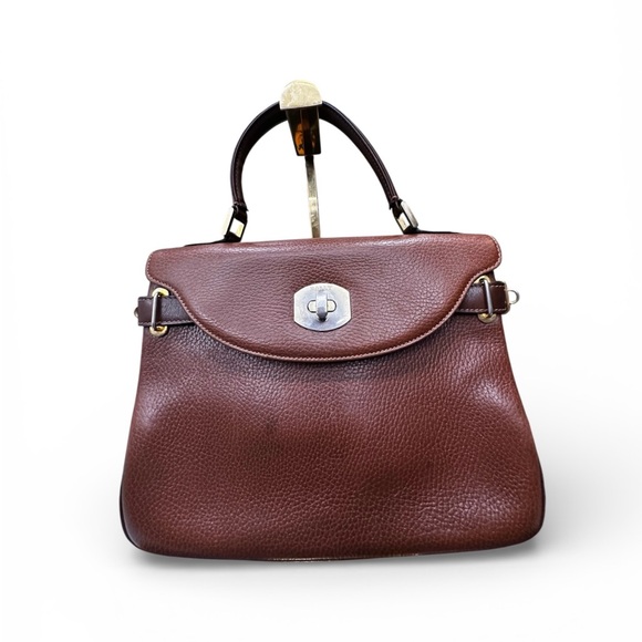 Bally Handbags - Bally Vintage Brown Leather Turn Lock Bag 1970s 1980s